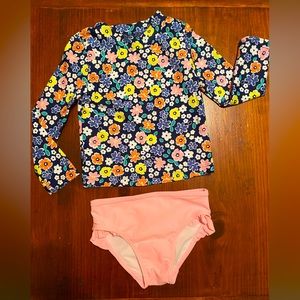 2-Pc Floral Rashguard Bikini - Size 2T
